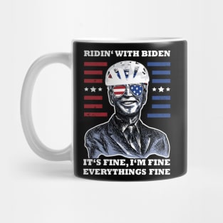 Bicycle Fall trap America Flag Sunglasses Ridin' with Biden It's Fine I'm Fine Everything It's Fine Mug